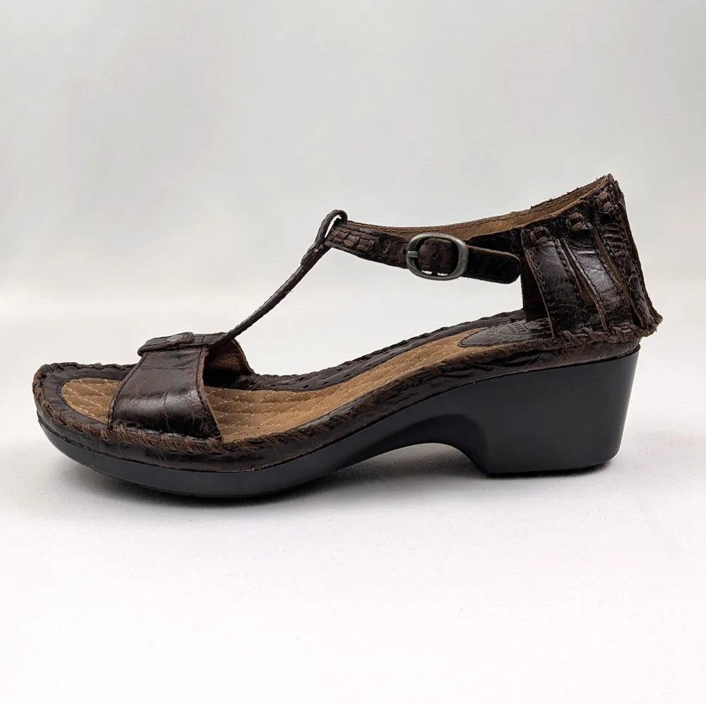 Ariat Shalimar Wedge Sandal Croc Embossed Leather T-Strap Whipstitched Western 9